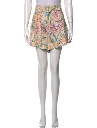 Pre-owned Zimmermann Linen Mini Shorts In Purple