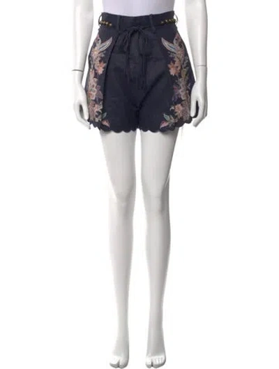 Pre-owned Zimmermann Linen Mini Shorts W/ Tags In Black