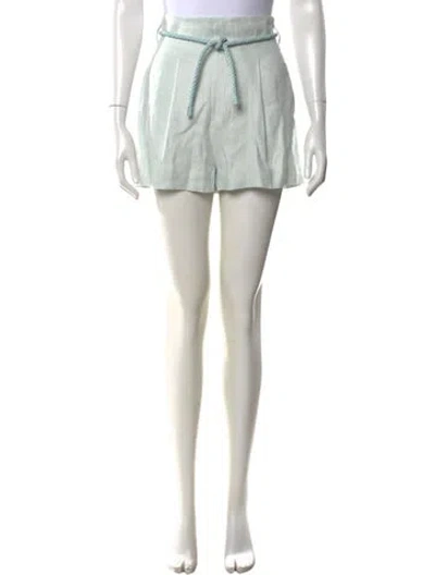 Pre-owned Zimmermann Linen Mini Shorts W/ Tags In Blue