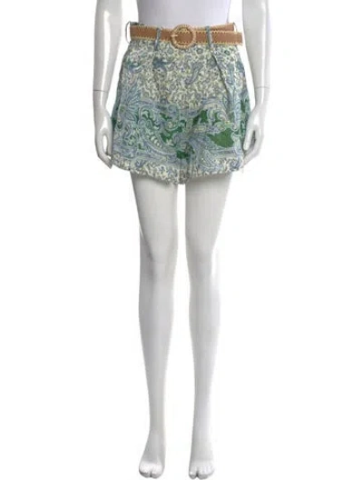 Pre-owned Zimmermann Linen Mini Shorts W/ Tags In Gray