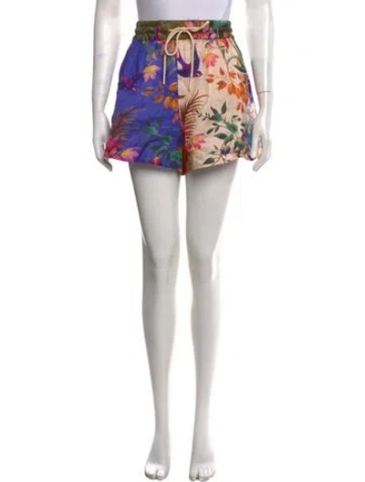 Pre-owned Zimmermann Linen Mini Shorts W/ Tags In Green