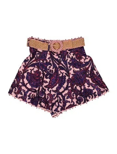 Pre-owned Zimmermann Linen Mini Shorts W/ Tags In Multi