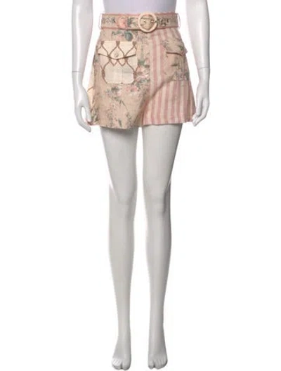Pre-owned Zimmermann Linen Mini Shorts W/ Tags In Neutral