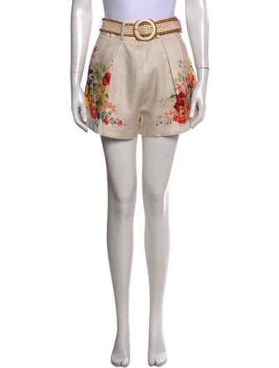 Pre-owned Zimmermann Linen Mini Shorts W/ Tags In Neutral