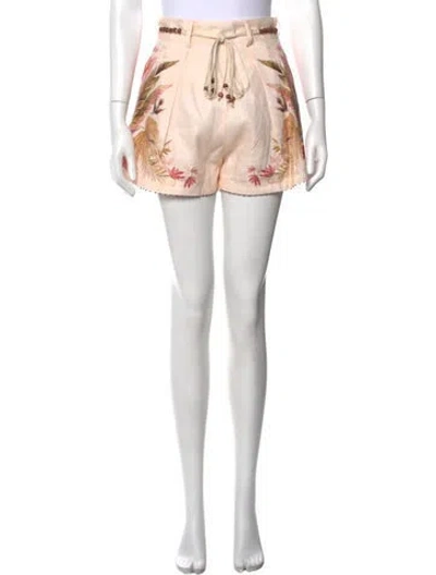 Pre-owned Zimmermann Linen Mini Shorts W/ Tags In Neutrals