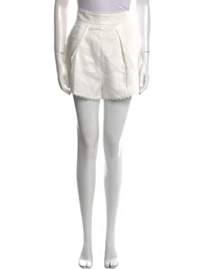 Pre-owned Zimmermann Linen Mini Shorts W/ Tags In White
