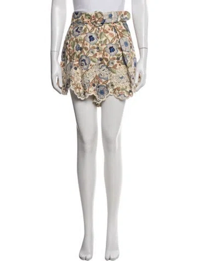 Pre-owned Zimmermann Linen Mini Shorts W/ Tags In White