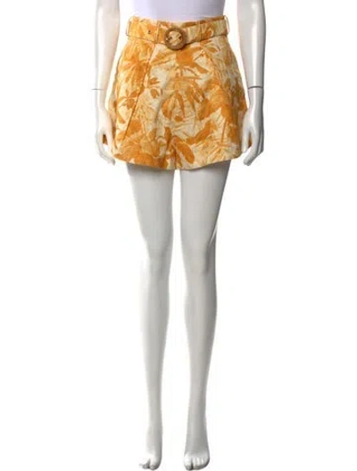 Pre-owned Zimmermann Linen Mini Shorts W/ Tags In Yellow