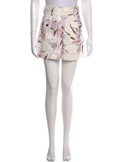 Pre-owned Zimmermann Linen Mini Shorts In White