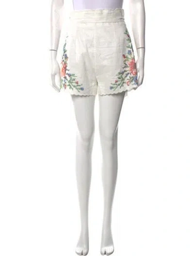 Pre-owned Zimmermann Linen Mini Shorts In White