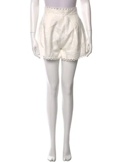 Pre-owned Zimmermann Linen Mini Shorts In White