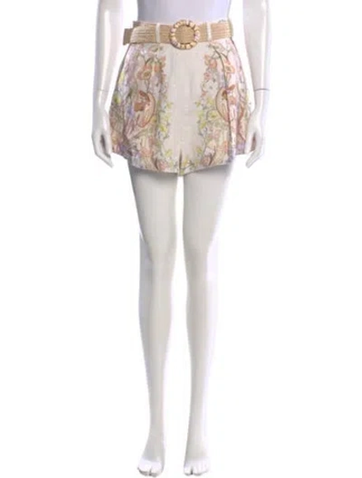 Pre-owned Zimmermann Linen Mini Shorts In White