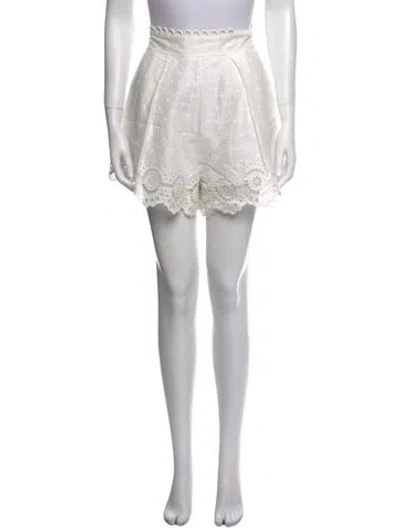 Pre-owned Zimmermann Linen Mini Shorts In White