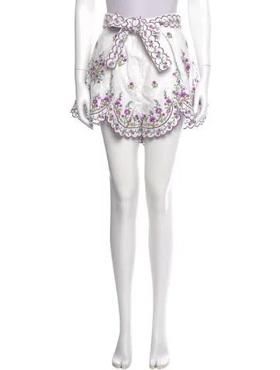 Pre-owned Zimmermann Linen Mini Shorts In White