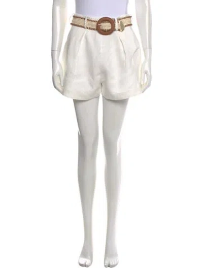 Pre-owned Zimmermann Linen Mini Shorts In White