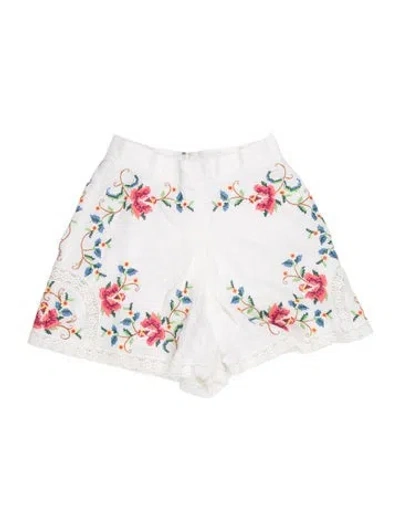 Pre-owned Zimmermann Linen Mini Shorts In White