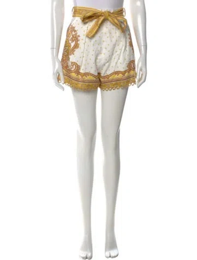 Pre-owned Zimmermann Linen Mini Shorts In White