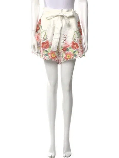Pre-owned Zimmermann Linen Mini Shorts In White