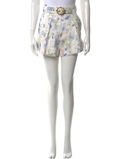Pre-owned Zimmermann Linen Mini Shorts In White