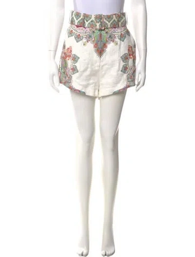 Pre-owned Zimmermann Linen Mini Shorts In White