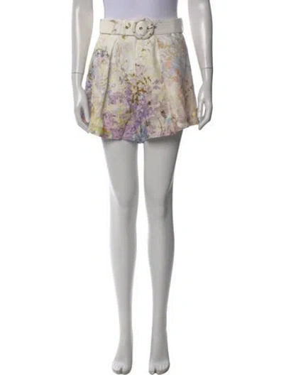 Pre-owned Zimmermann Linen Mini Shorts In White