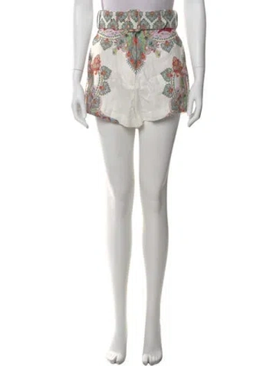 Pre-owned Zimmermann Linen Mini Shorts In White