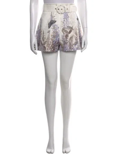 Pre-owned Zimmermann Linen Mini Shorts In White