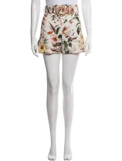 Pre-owned Zimmermann Linen Mini Shorts In White