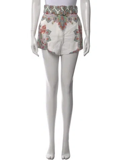Pre-owned Zimmermann Linen Mini Shorts In White