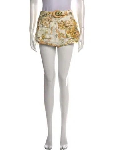 Pre-owned Zimmermann Linen Mini Shorts In White