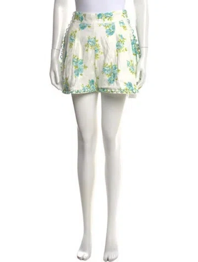 Pre-owned Zimmermann Linen Mini Shorts In White