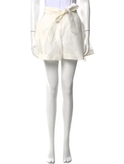 Pre-owned Zimmermann Linen Mini Shorts In White