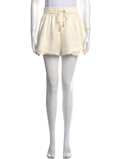 Pre-owned Zimmermann Linen Mini Shorts In White