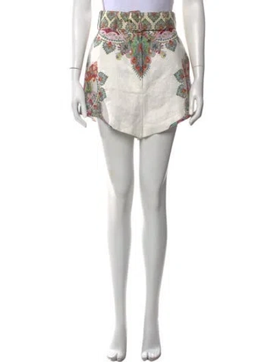 Pre-owned Zimmermann Linen Mini Shorts In White