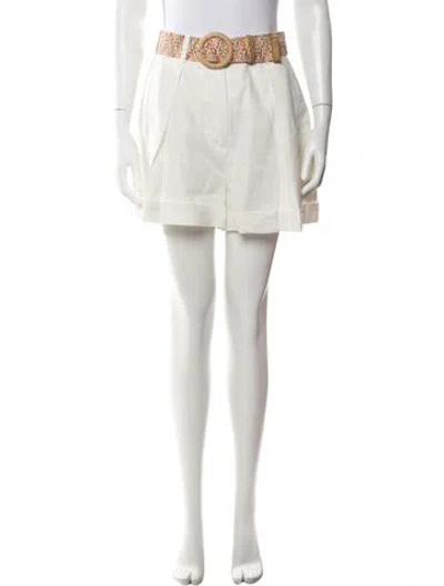 Pre-owned Zimmermann Linen Mini Shorts In White