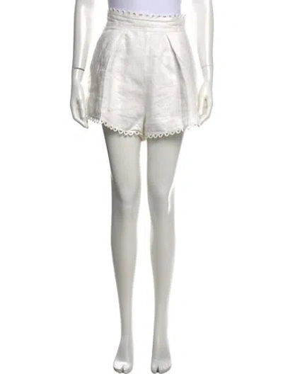 Pre-owned Zimmermann Linen Mini Shorts In White