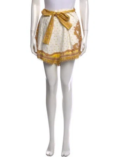 Pre-owned Zimmermann Linen Mini Shorts In White