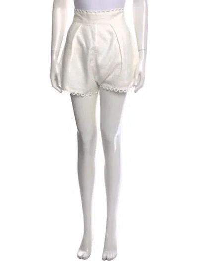 Pre-owned Zimmermann Linen Mini Shorts In White