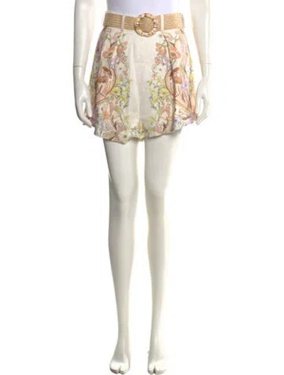 Pre-owned Zimmermann Linen Mini Shorts In White