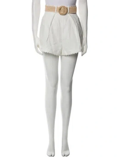 Pre-owned Zimmermann Linen Mini Shorts In White