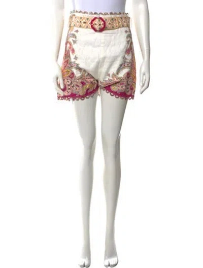 Pre-owned Zimmermann Linen Mini Shorts In White