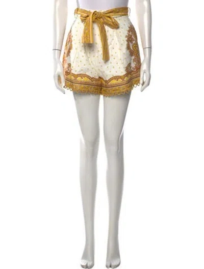 Pre-owned Zimmermann Linen Mini Shorts In White