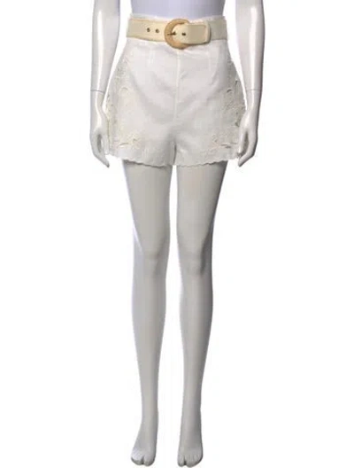 Pre-owned Zimmermann Linen Mini Shorts In White