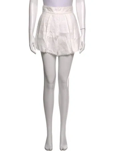 Pre-owned Zimmermann Linen Mini Shorts In White