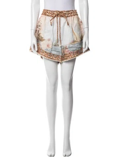 Pre-owned Zimmermann Linen Mini Shorts In White