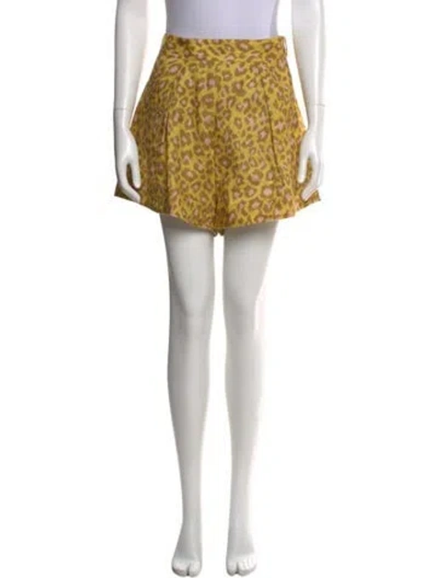 Pre-owned Zimmermann Linen Mini Shorts In Yellow