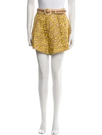 Pre-owned Zimmermann Linen Mini Shorts In Yellow