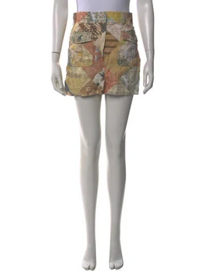 Pre-owned Zimmermann Linen Mini Shorts In Yellow