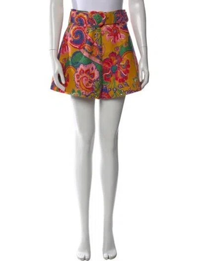 Pre-owned Zimmermann Linen Mini Shorts In Yellow