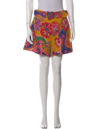 Pre-owned Zimmermann Linen Mini Shorts In Yellow